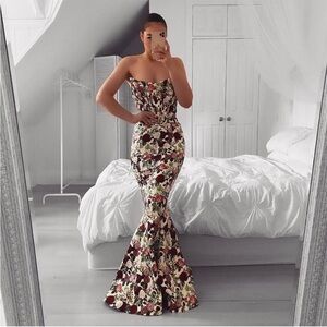 House of Cb ‘Malika’ Vintage Floral Mermaid Maxi Dress